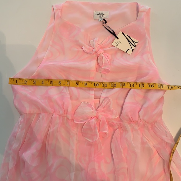 Milly pink white silk sleeveless top NWT 12 - Picture 5 of 9